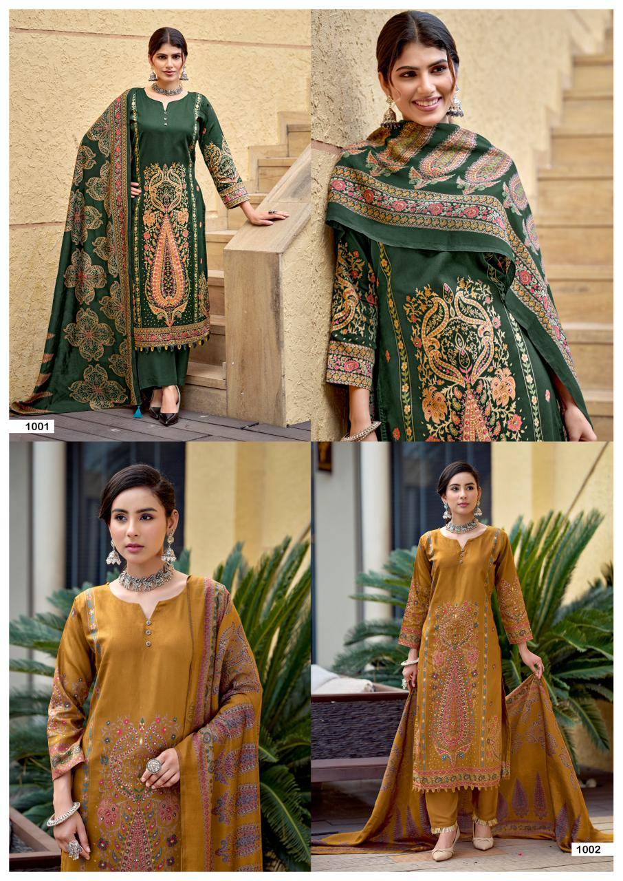 SAPTRANGI by MUMTAZ ARTS 1001 to 1004 series VISCOSE JAM dresses at Wholesale Price